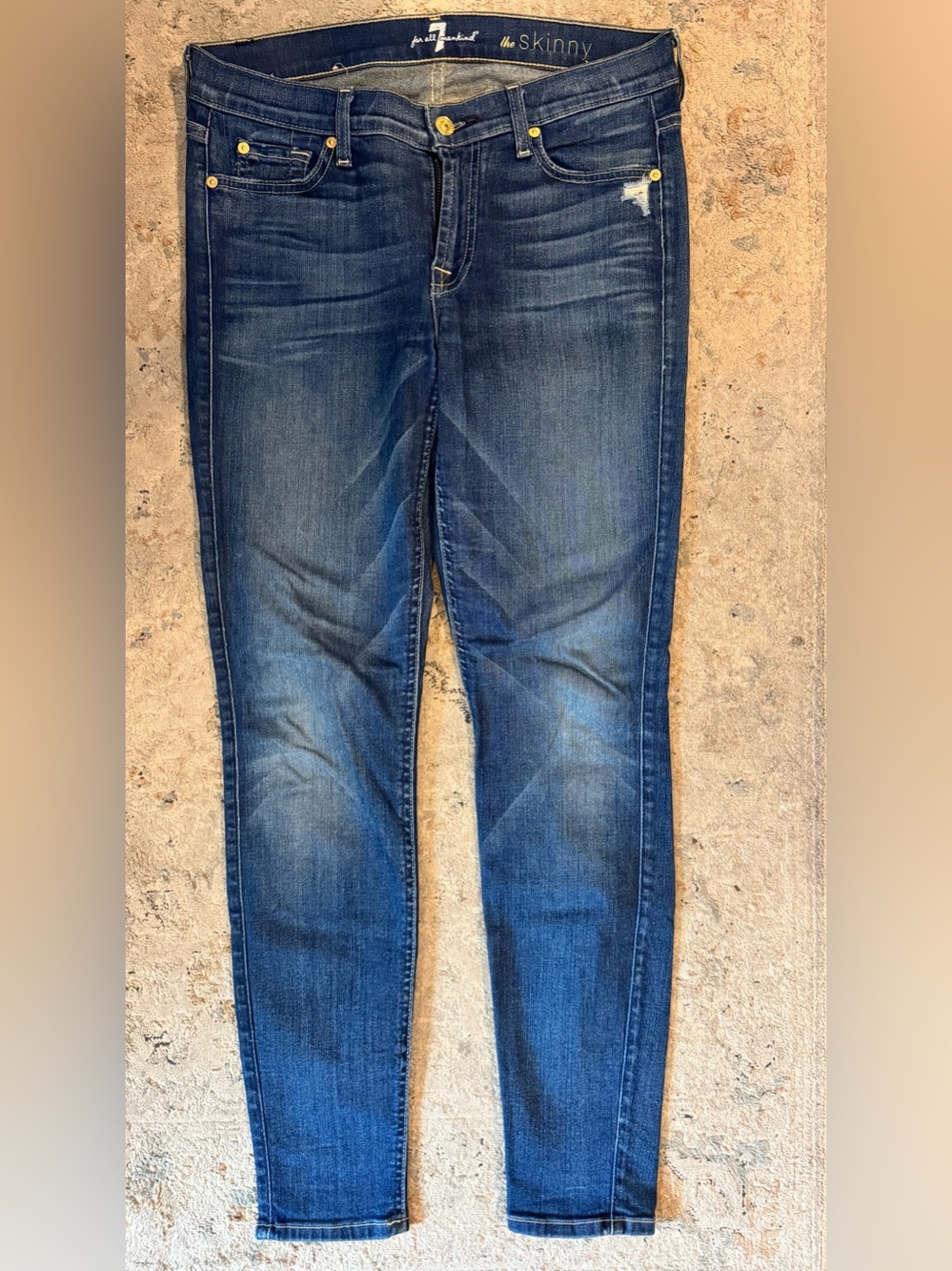 7 For All Mankind Women's Dark Indigo Skinny Jeans